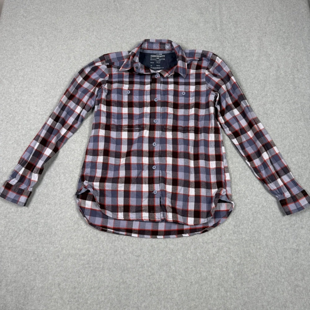 REI Co-op Mens Small Plaid Flannel Button Down Shirt Grey Black Gorpcore Grunge